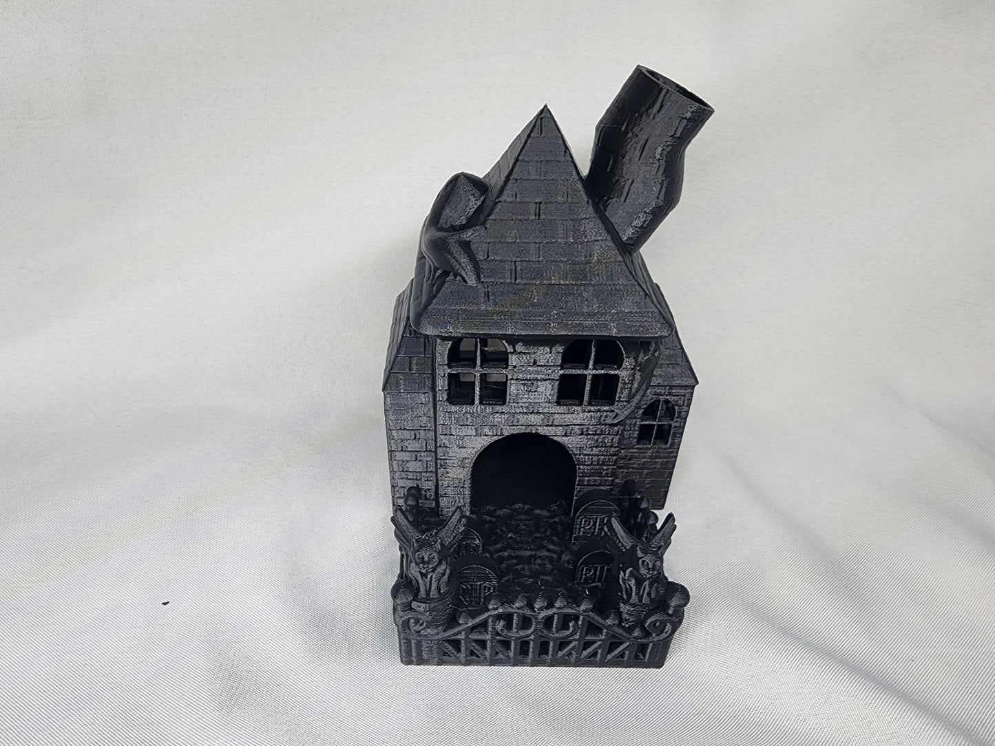 Haunted House Dice Tower is the perfect decoration and dice game accessory for Halloween or year-round.
