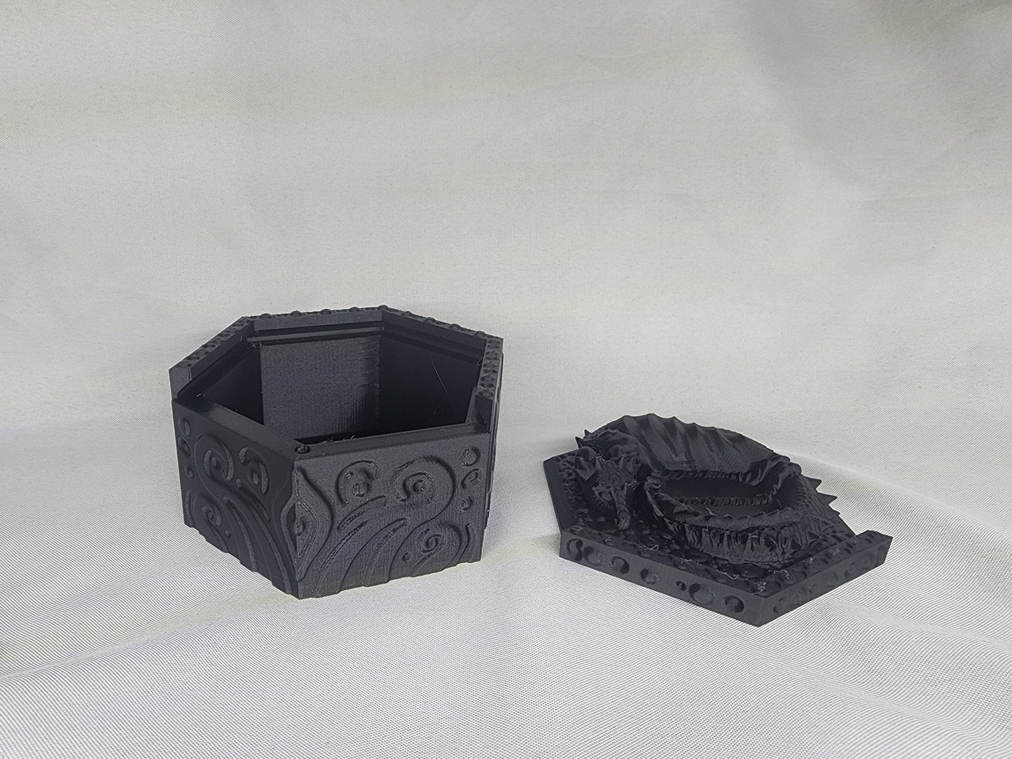 Hexagon Dragon Box with Sleeping Dragon lid will guard your jewels and look amazing in the process
