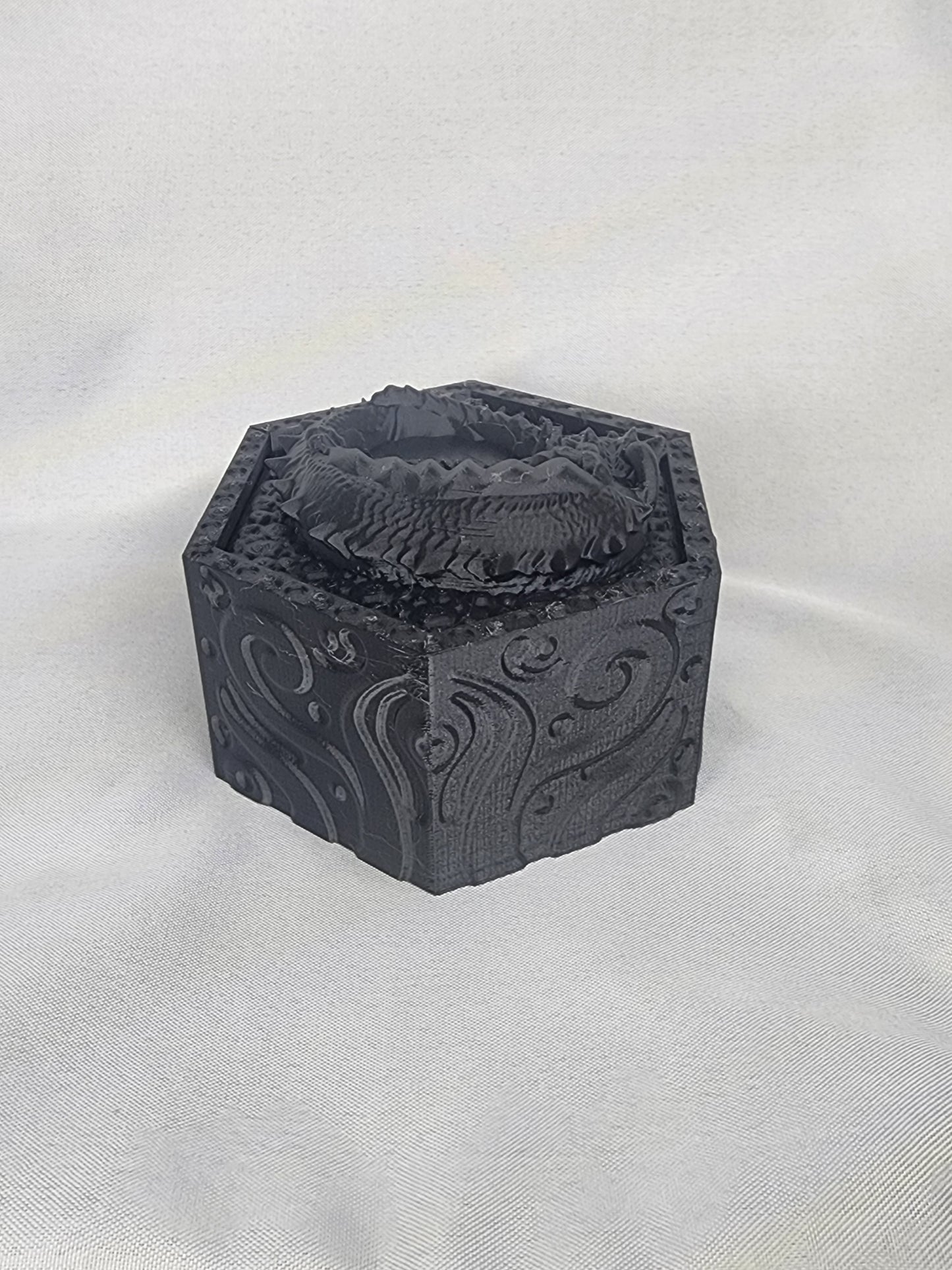 Hexagon Dragon Box with Sleeping Dragon lid will guard your jewels and look amazing in the process