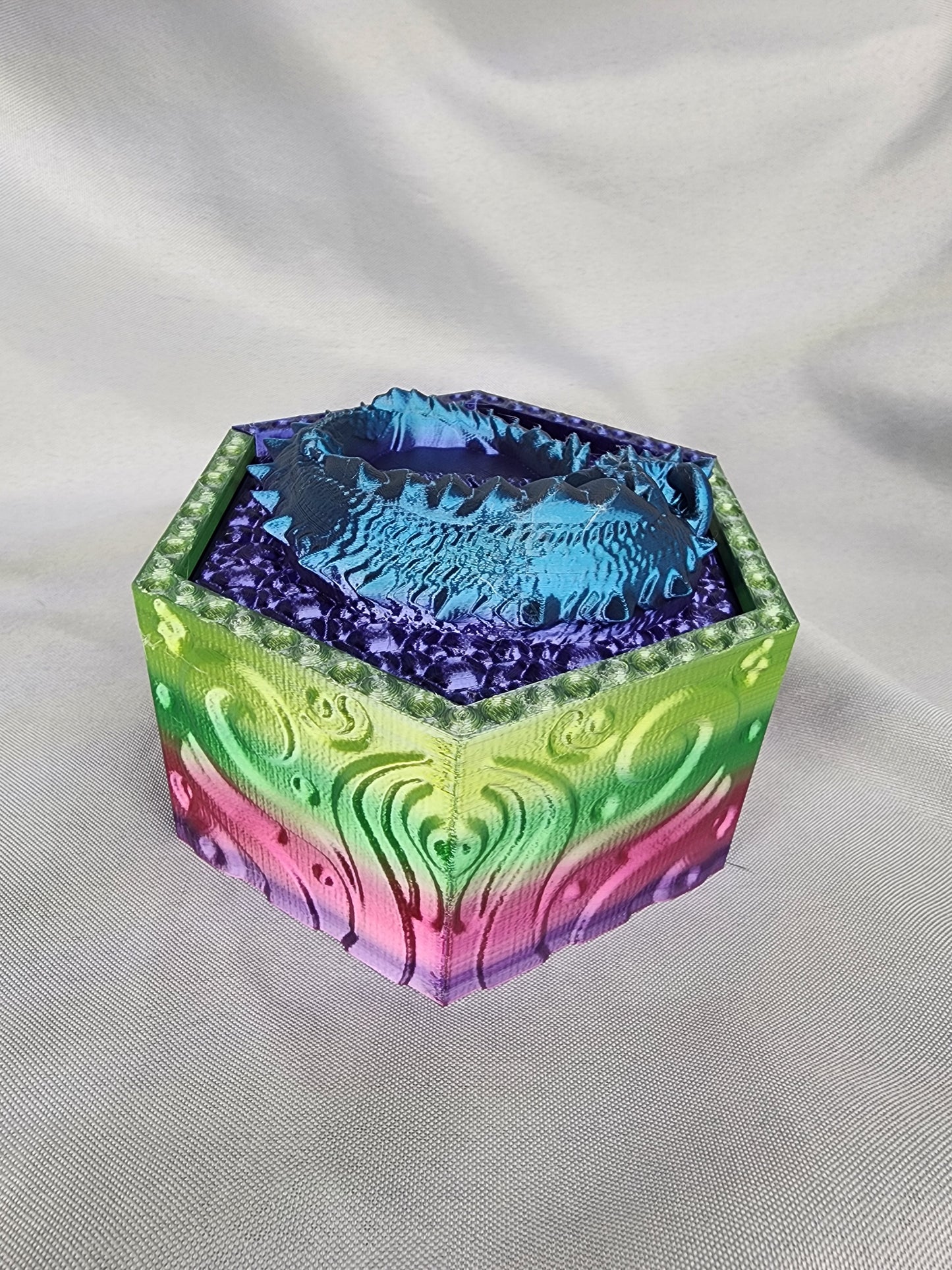 Hexagon Dragon Box with Sleeping Dragon lid will guard your jewels and look amazing in the process