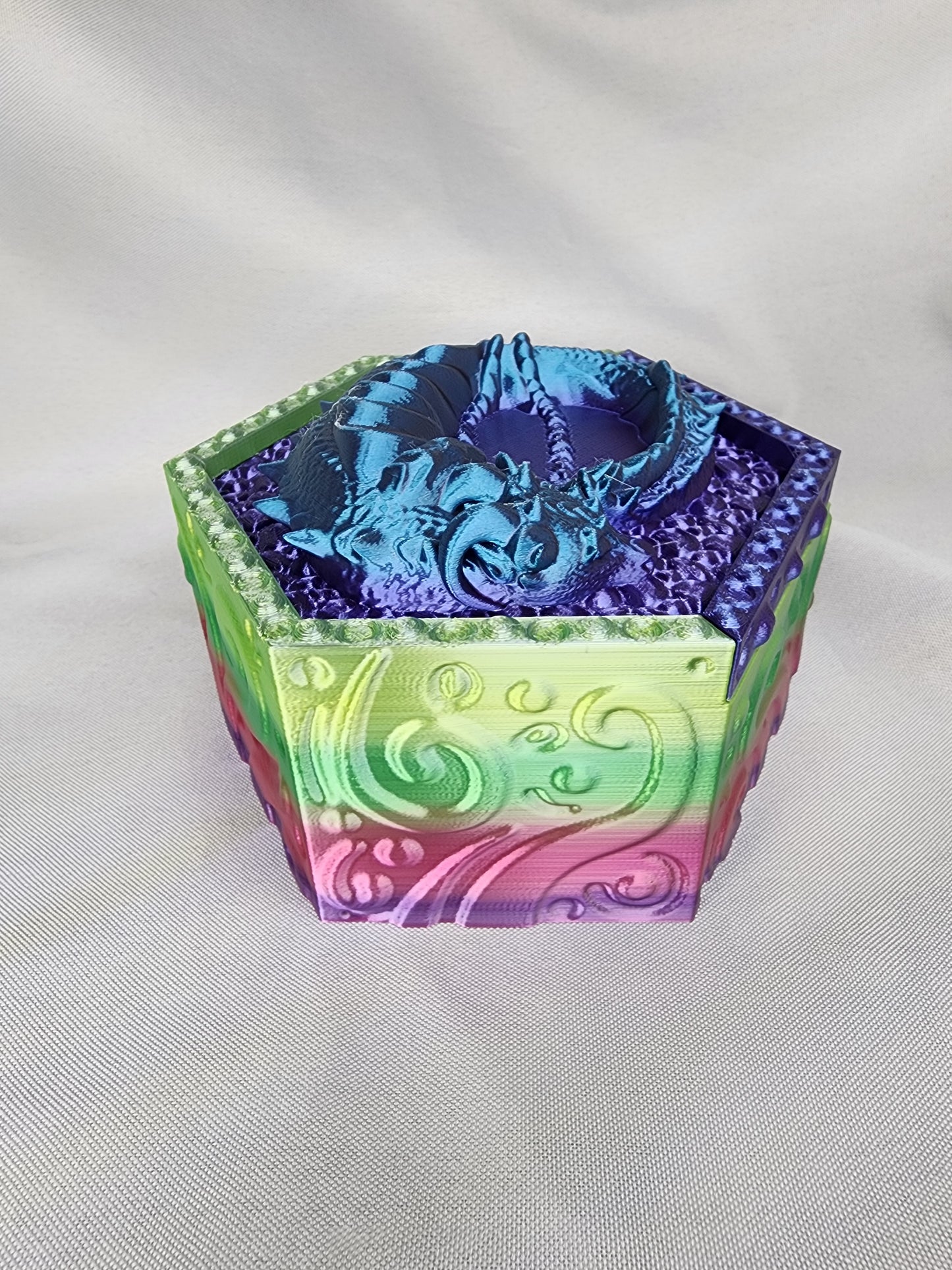 Hexagon Dragon Box with Sleeping Dragon lid will guard your jewels and look amazing in the process