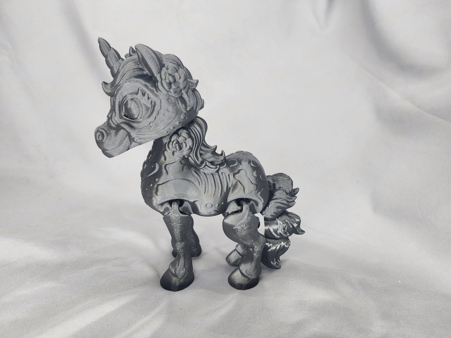 Spooky Unicorn Pegasus articulating figurine Day of the Dead Alicorn decoration Halloween sugar skull decor