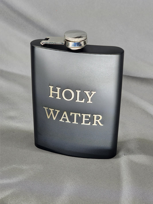 Hip Flask 8oz Engraved black stainless steel