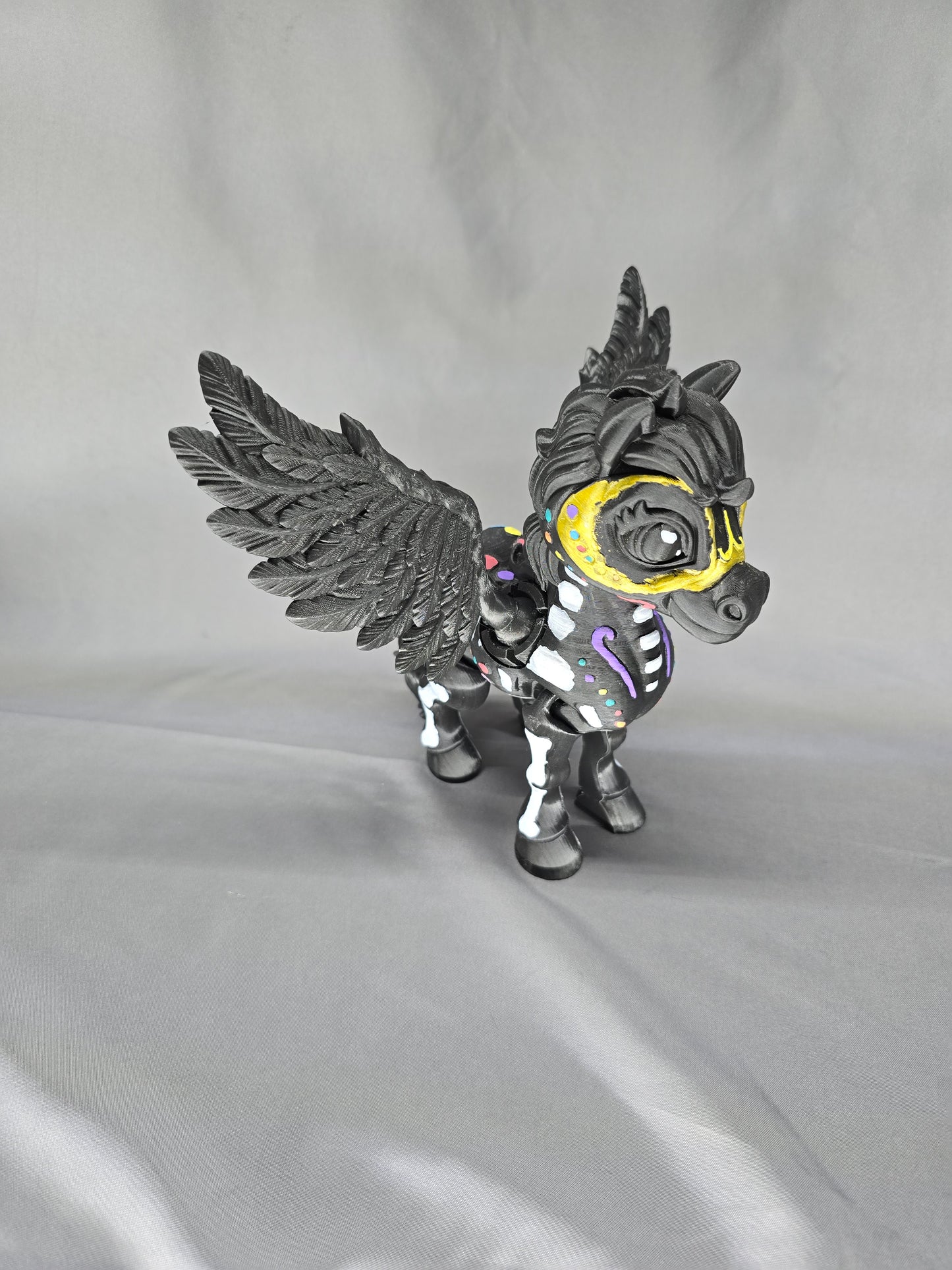 Spooky Unicorn Pegasus articulating figurine Day of the Dead Alicorn decoration Halloween sugar skull decor