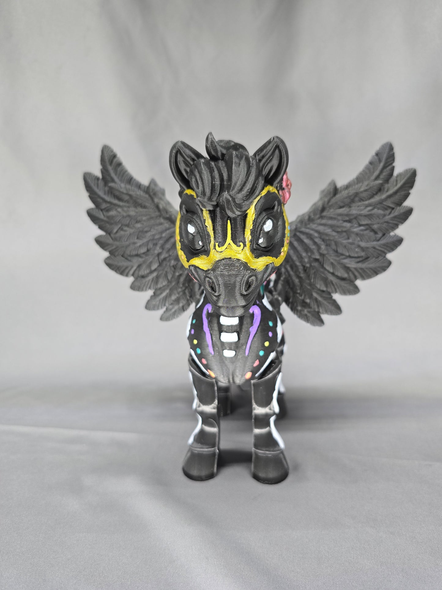 Spooky Unicorn Pegasus articulating figurine Day of the Dead Alicorn decoration Halloween sugar skull decor