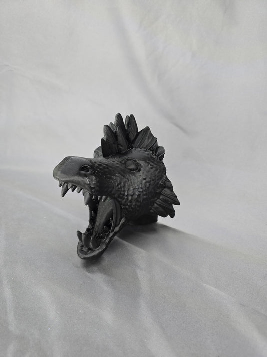 Feather Dragon Head wall mount gothic mythical decor
