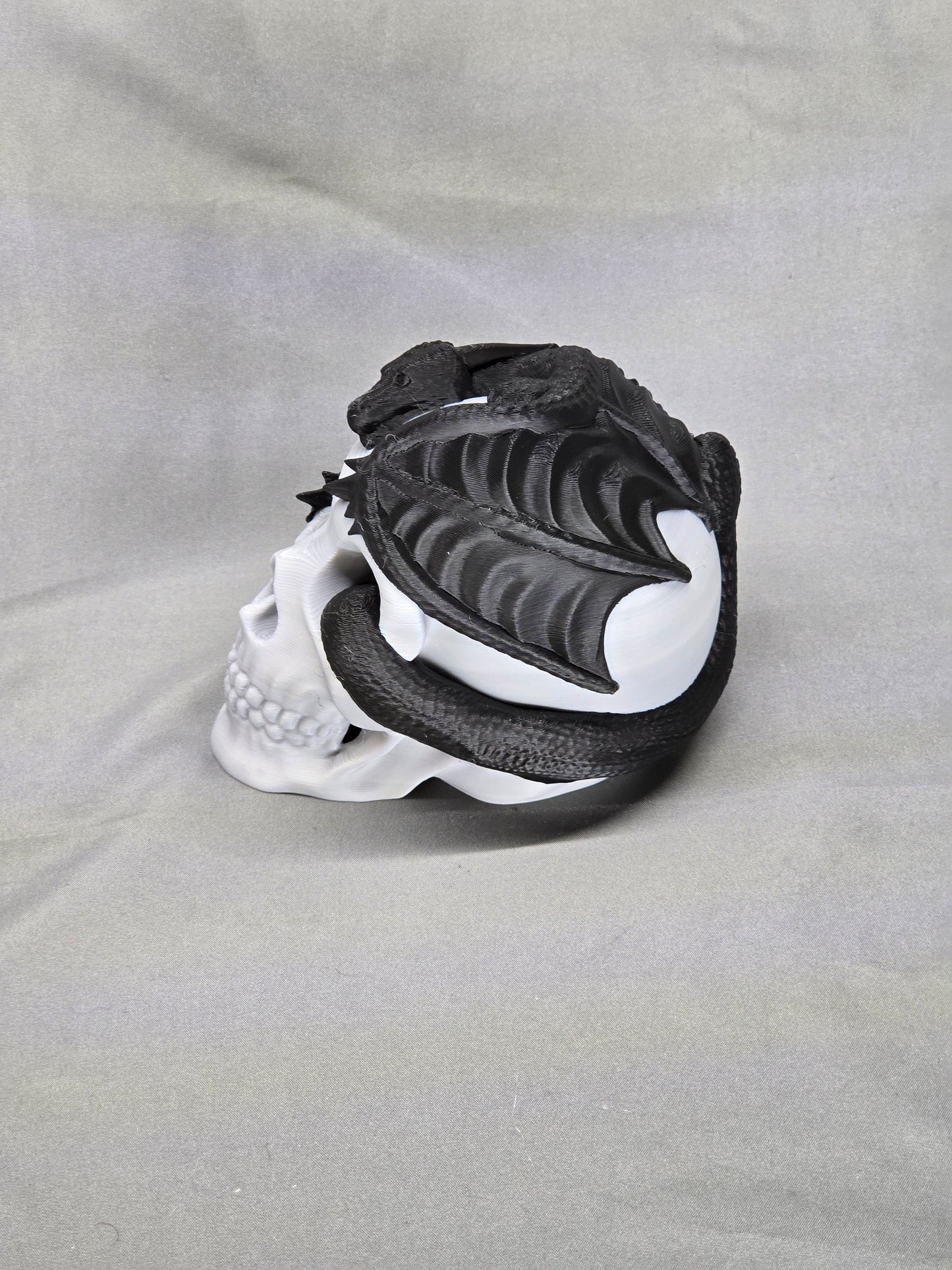 Skull with a dragon wrapped around it decoration must-have for any gothic decor or fantasy enthusiast