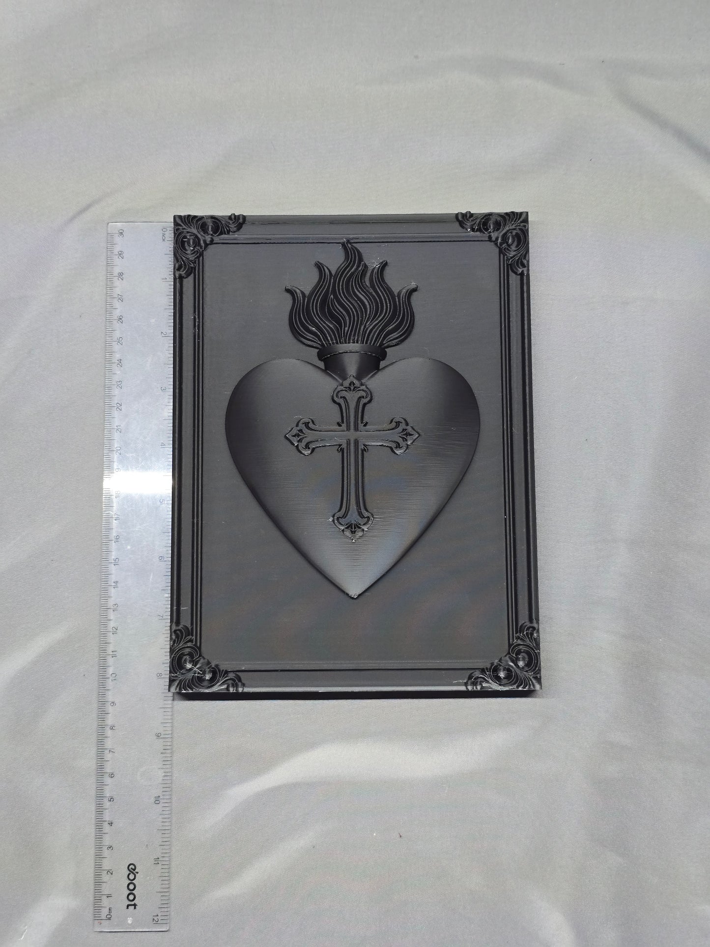 Sacred Heart + Cross - framed wall art decor