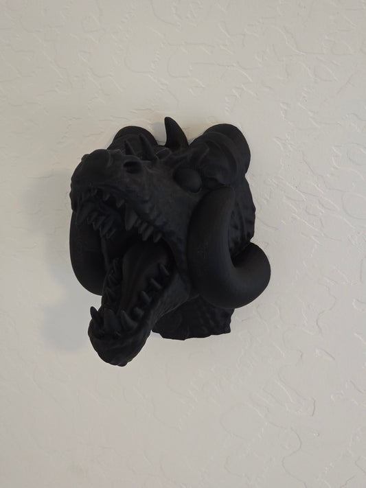 Horned Dragon Head wall mount gothic mythical decor