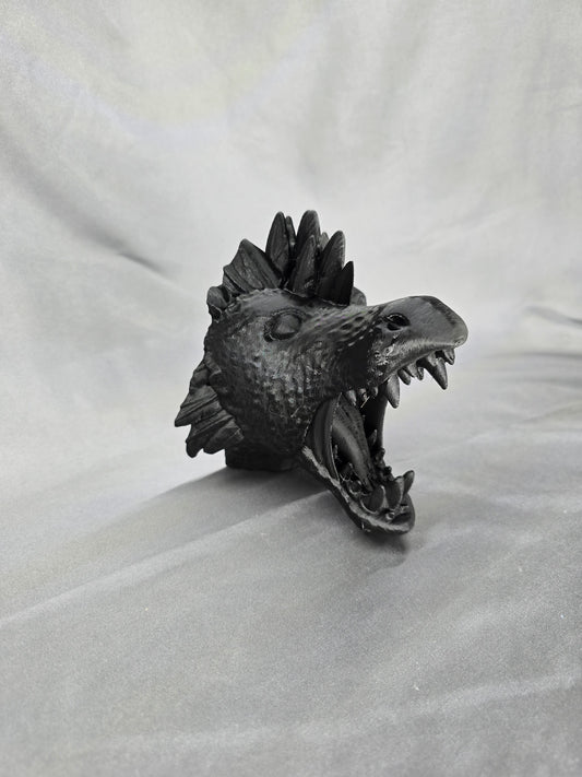 Feather Dragon Head wall mount gothic mythical decor