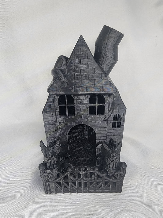 Haunted House Dice Tower is the perfect decoration and dice game accessory for Halloween or year-round.