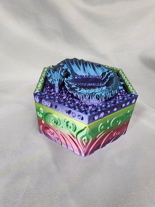 Hexagon Dragon Box with Sleeping Dragon lid will guard your jewels and look amazing in the process