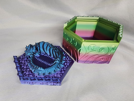 Hexagon Dragon Box with Sleeping Dragon lid will guard your jewels and look amazing in the process