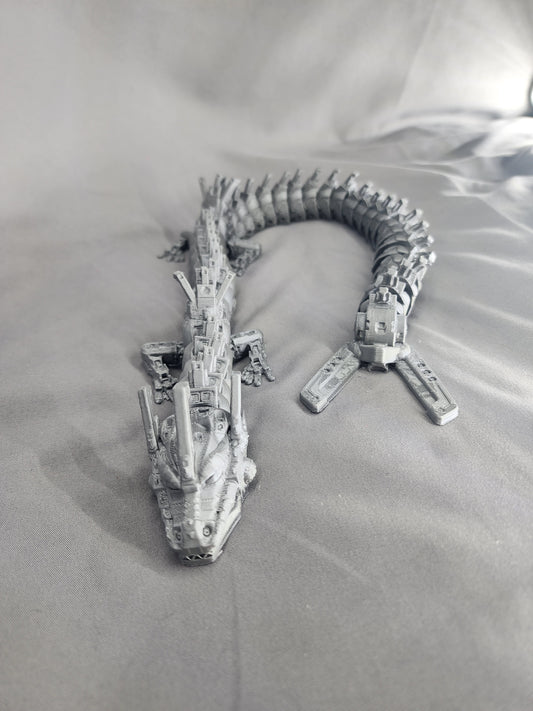 Mecha Dragon articulating figurine silver