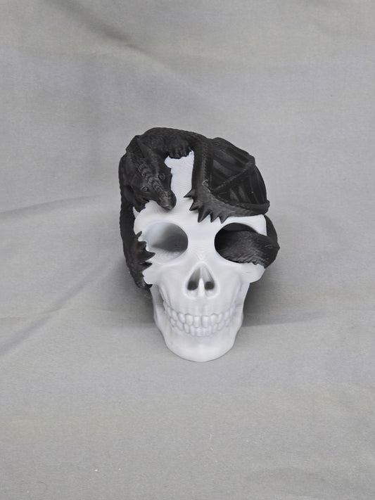 Skull with a dragon wrapped around it decoration must-have for any gothic decor or fantasy enthusiast