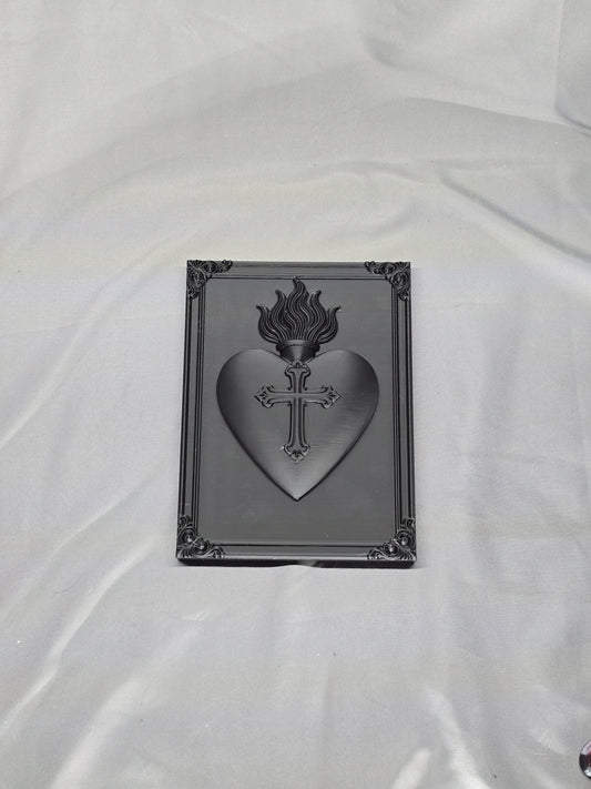 Sacred Heart + Cross - framed wall art decor